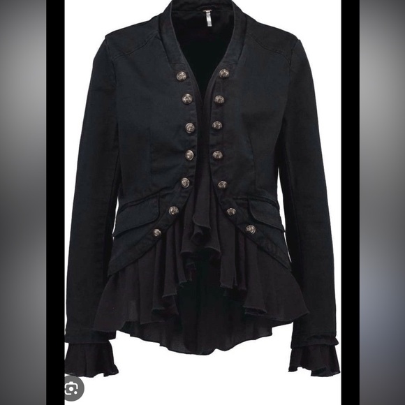 *SOLD* Free People Ruffles Romance military style jacket vintage - Picture 1 of 5